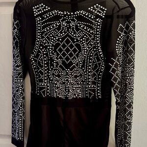 Black Long Sleeve Beaded Top